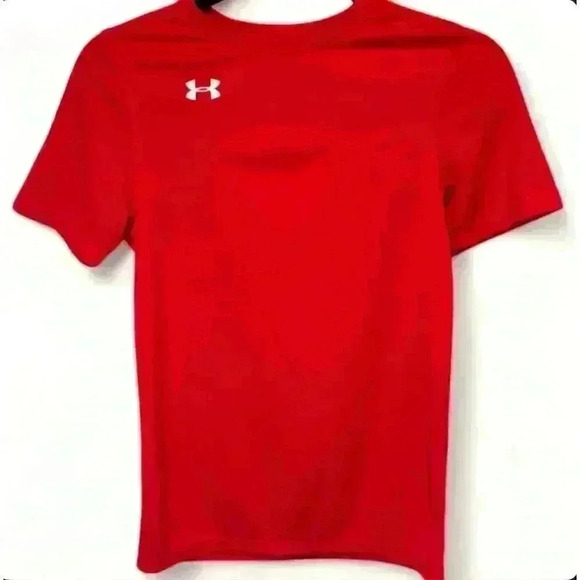 Under Armour Boys Red HeatGear Loose Short Sleeve T-Shirt Size Medium - Picture 1 of 7